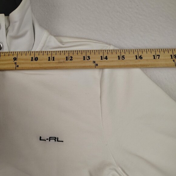Lauren Ralph Lauren Sporty Bomber Jacket Womens sz M White Zip Preppy - Picture 10 of 11